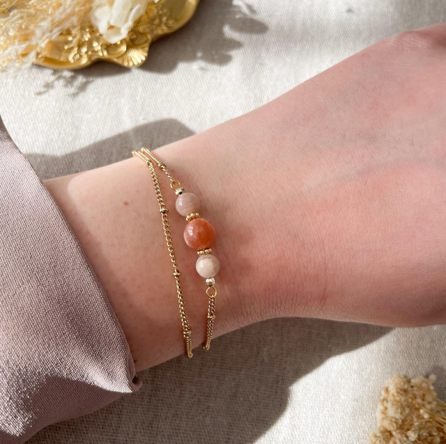Bracelet en pierre de lune rose