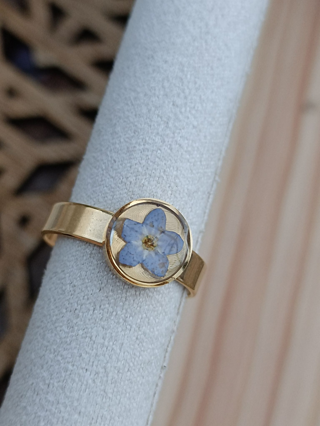 Bague fine réglable 8 mm - Or - Myosotis