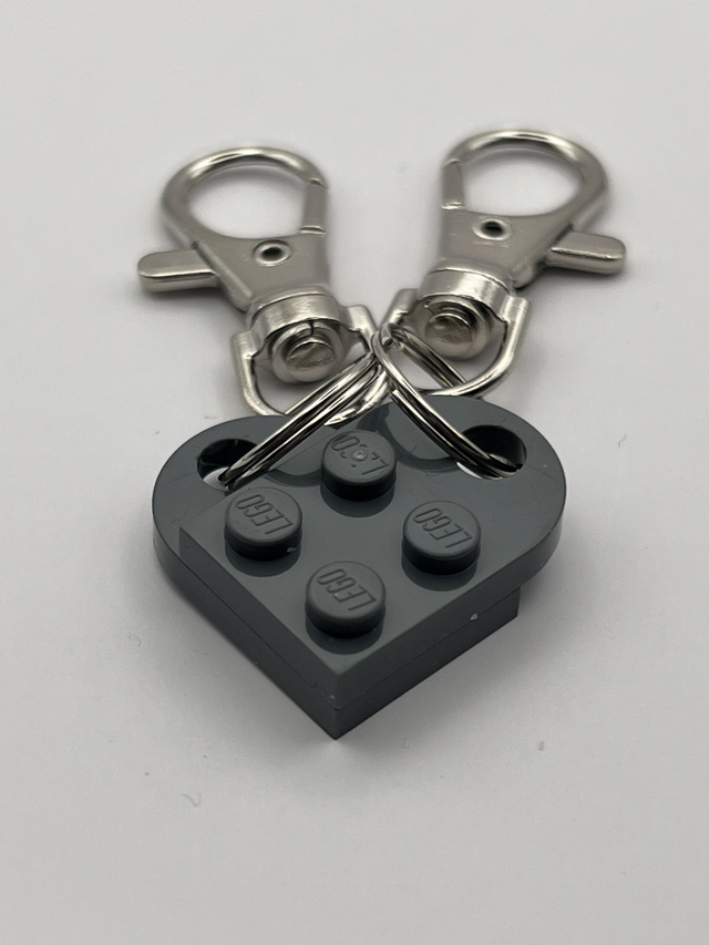 Lego Heart Keyring - Dark Grey.