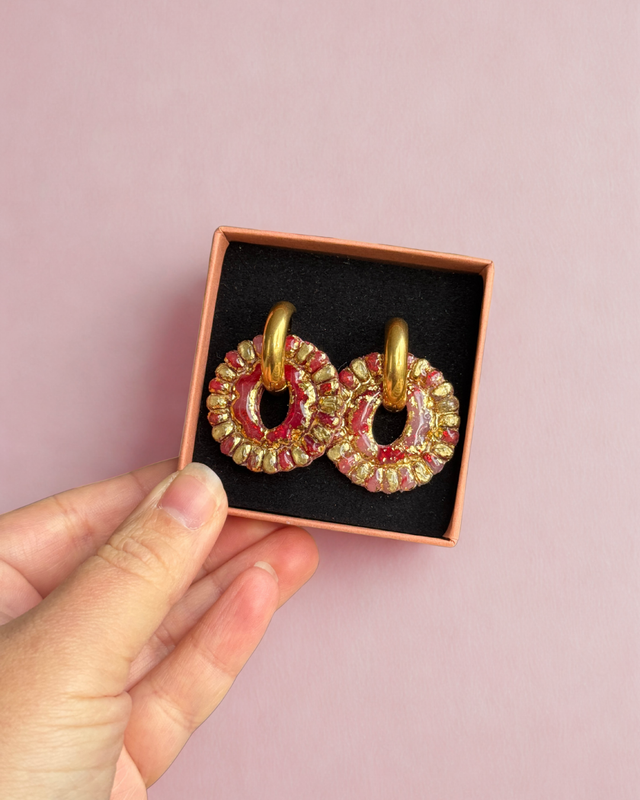 Bohème rouge marbré doré