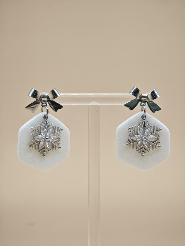 Kolekcija SILVER - Veliki visečo uhani snežinke