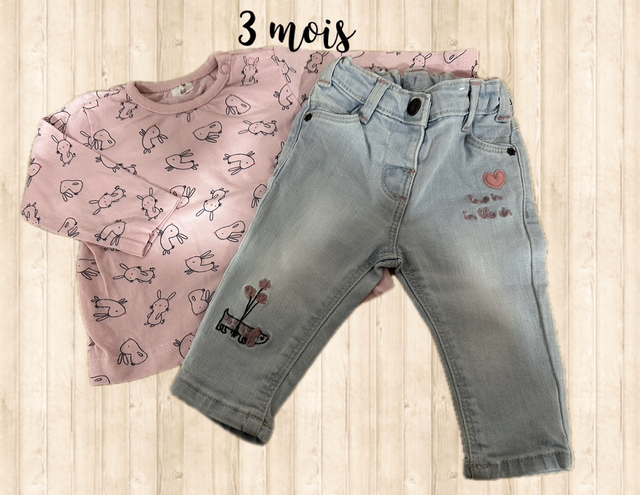 Ensemble, jean teeshirt ML, TEX