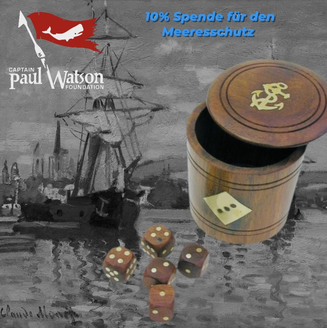 Würfelbecher mit 5 Würfel aus Holz