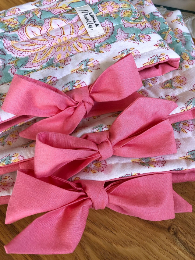 Pochette à livres Emma en coton indien Hand Block Print - ouverture latérale