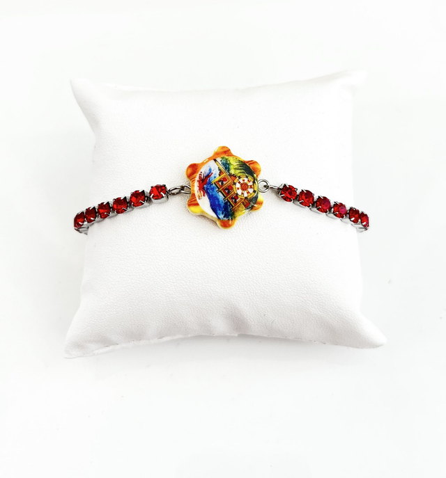 Bracciale Tennis con strass e Tamburello Siciliano in Ceramica