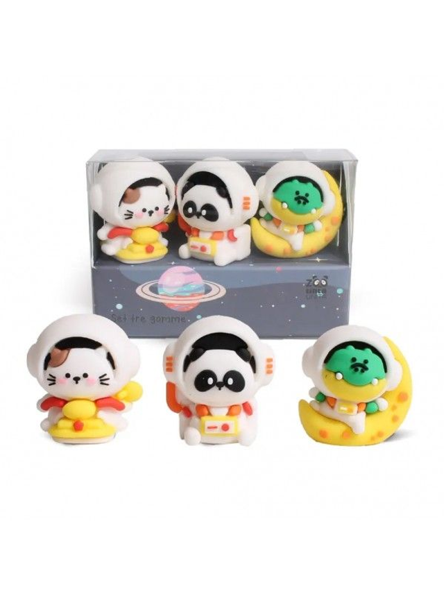 Set-3-Gomme Adventure space Tinta Unita Zoo Animali