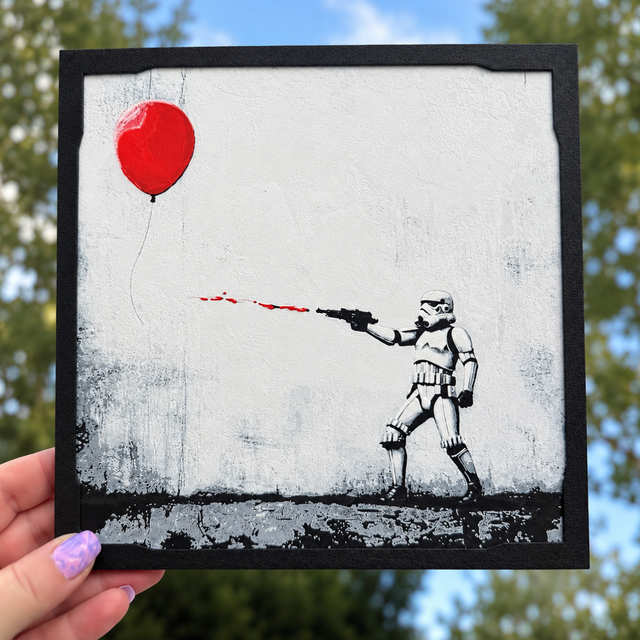 Banksy Inspired Stormtrooper Red Balloon HueForge Wall Art