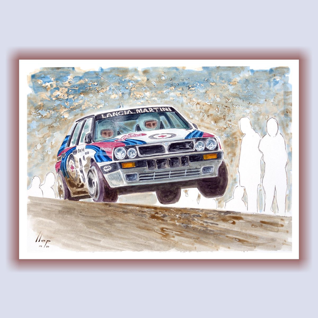 Artimotor onpaper acrílicos A3+ 33x48 - 1989 Didier Auriol Lancia Delta rallye Montecarlo