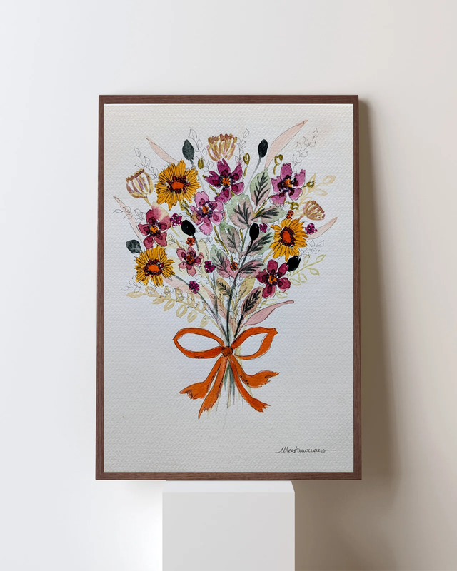 Bouquet champêtre - Aquarelle originale A4 