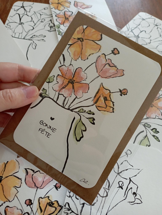 Carte bonne fête fleurs 