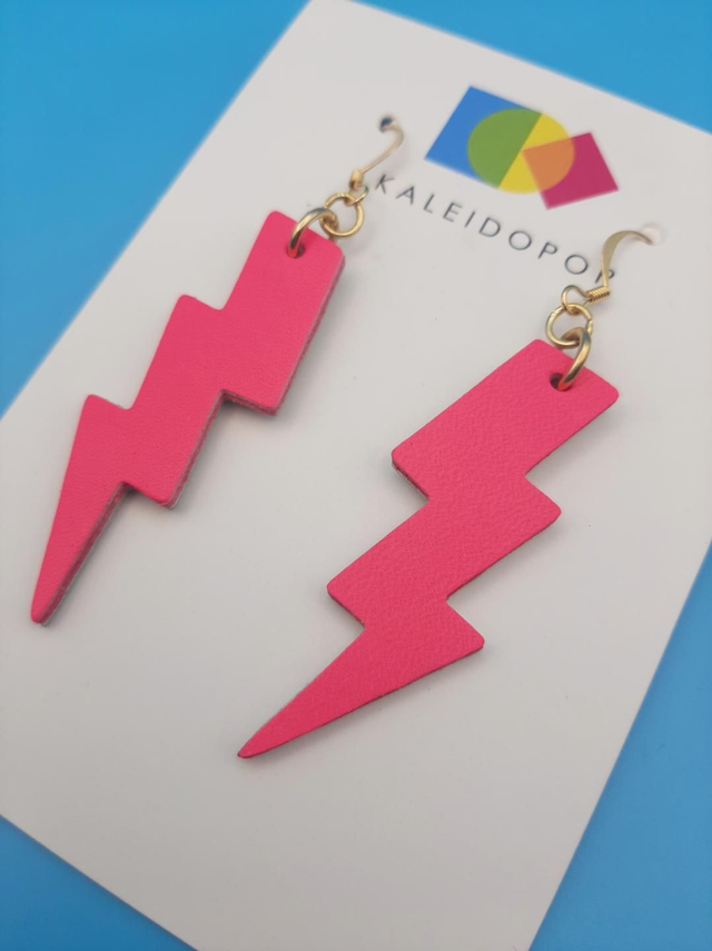 Lightning bolt earrings - NEON PINK
