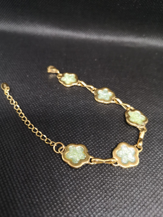 Bracelet doré turquoise vert