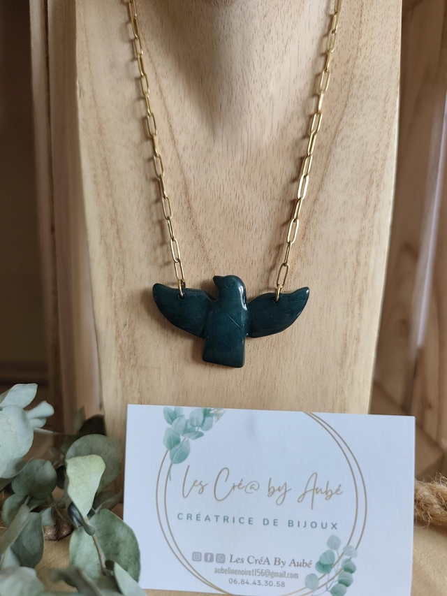 COLLIER GOLD/ AIGLE VERT SAPIN 0000558