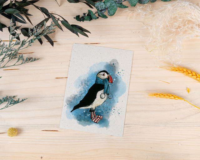 Graspapierkarte - Winterlicher Papageientaucher
