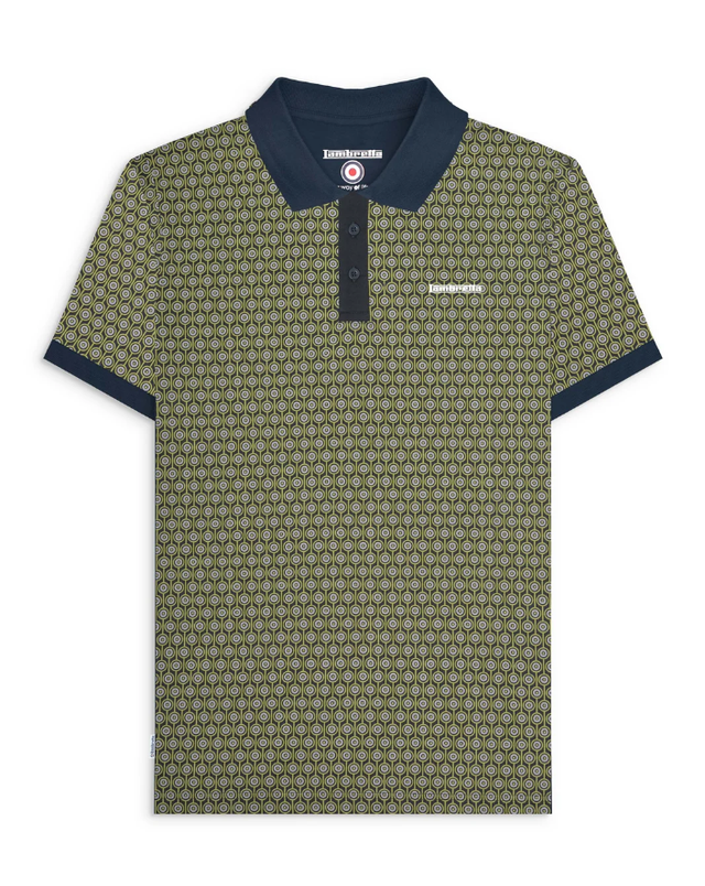 Lambretta SS1229 Geo Roundel Polo - Navy/Sage/Grey