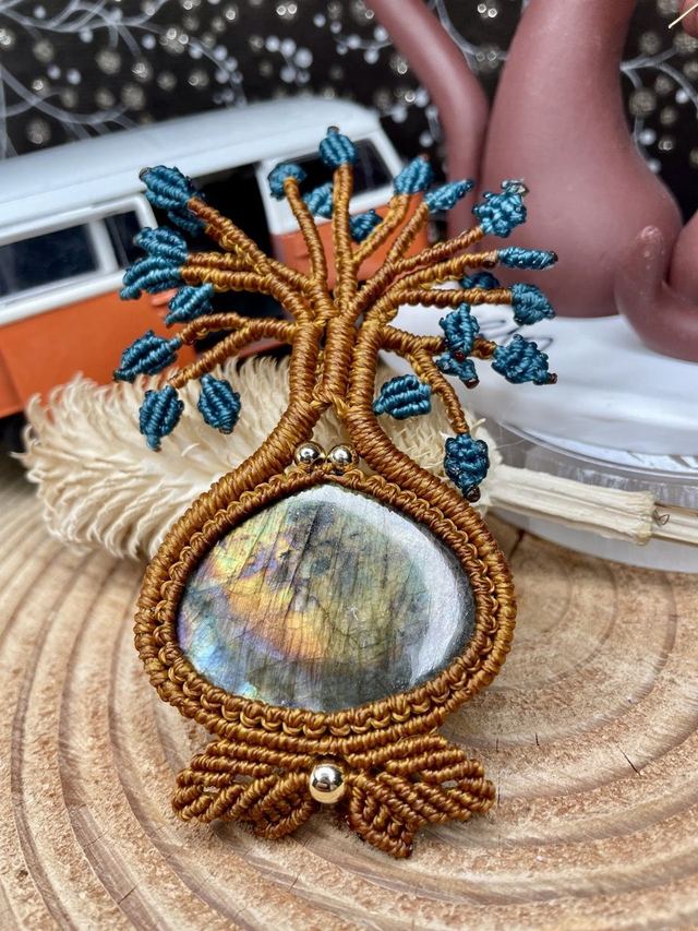Broche Labradorite arbre de vie 