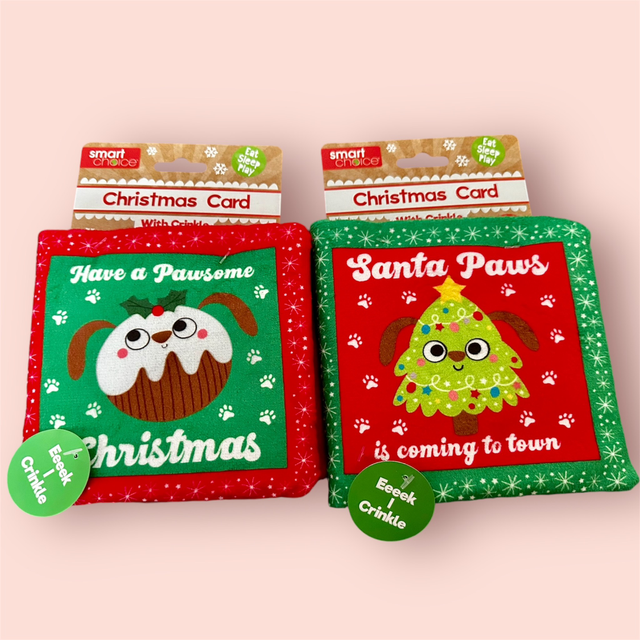 Crinkle Christmas Card Dog Toy