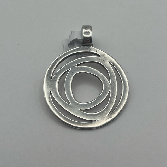 Vintage Sterling Silver Modernist Circular Pendant — Hallmarked (No Chain)