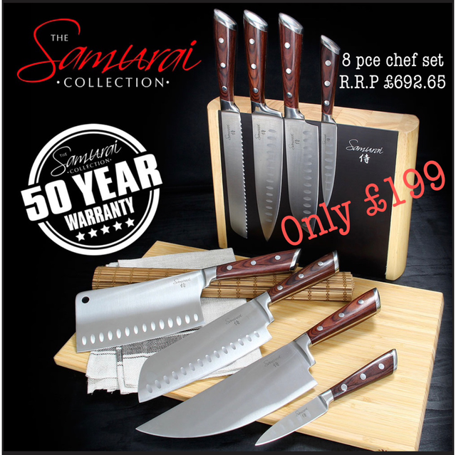 8 Pce (W) Samurai Knife Collection (free postage)