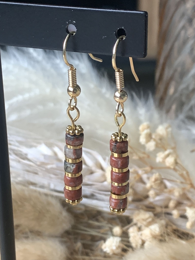 Boucles d'oreilles Soléa Granit Rouge
