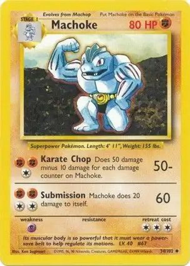 Machoke - 34/102 (Base Set Unlimited)