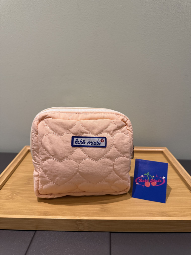 LABÖMADE Cute Heart-pattern Makeup Pouch - Peach