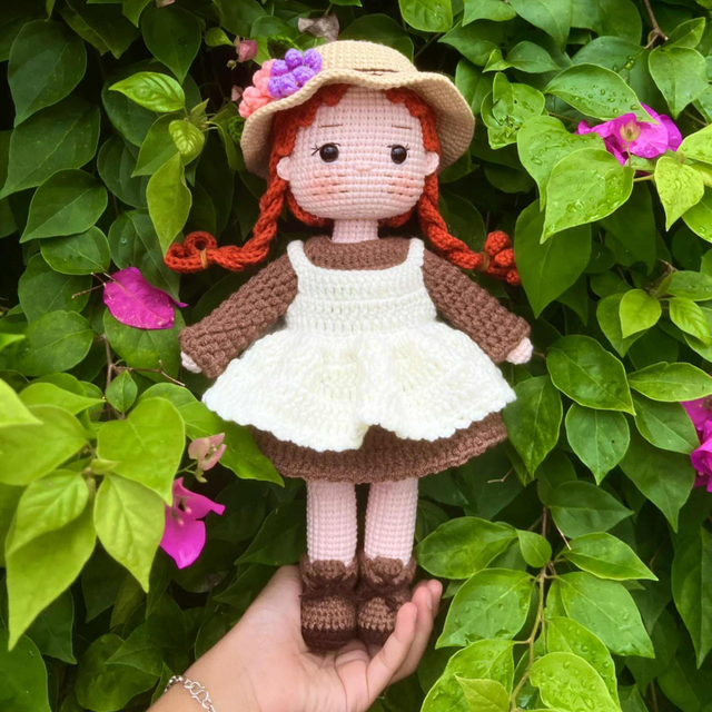 Cottage village girl crochet handmade