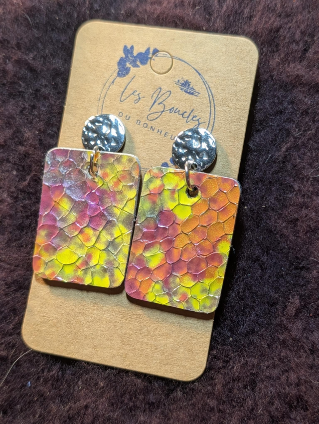 Boucles d'oreilles Perrine jaune orangé p012