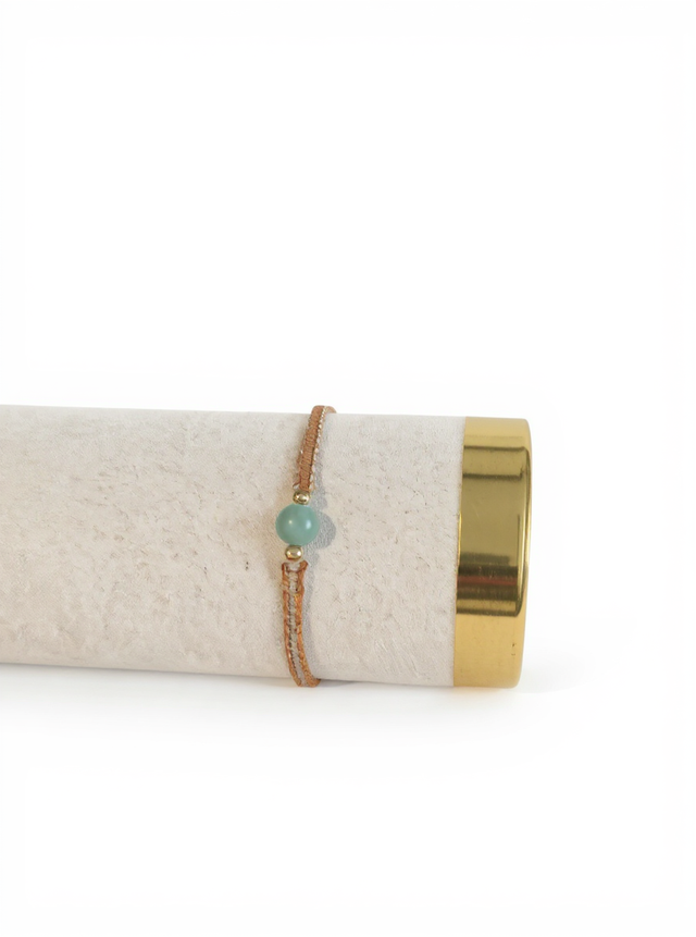 Bracelet double face 1 perle naturelle en micro-macramé