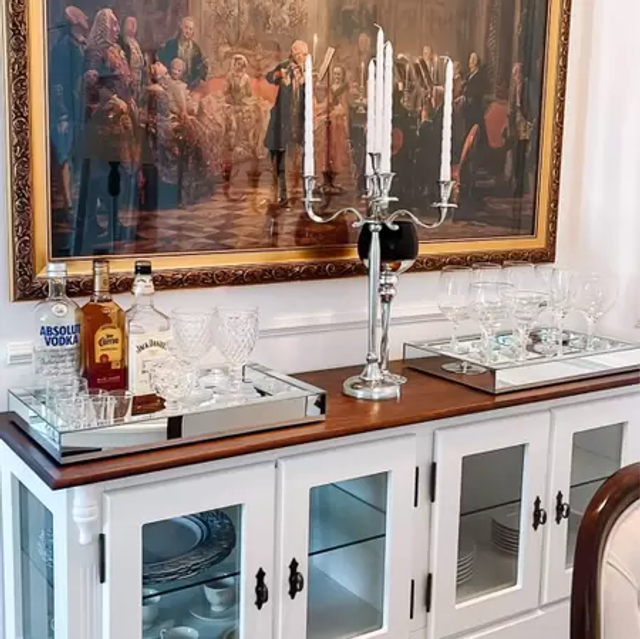 Bandeja Espelhada Decorativa para Sala Jantar Bebidas Bar 30x50