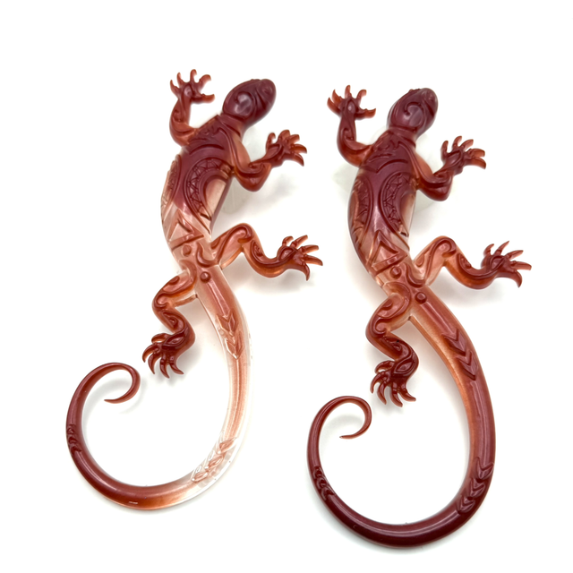 Salamandres, lot de 2, tons bordeaux et translucides 