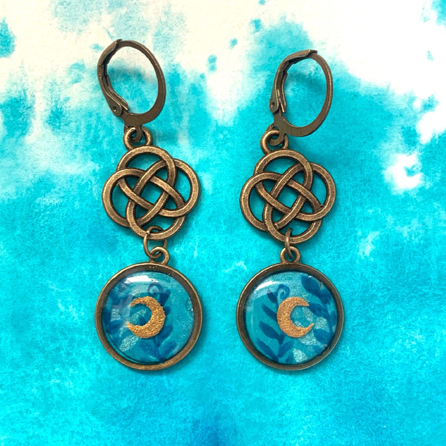 Boucles d'Oreilles Rondes Lunes & Entrelacs - Capsule de Mars 2025