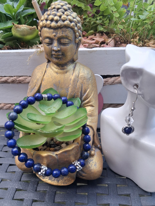 Bracelet Lapis lazulli + boucles d'oreilles 