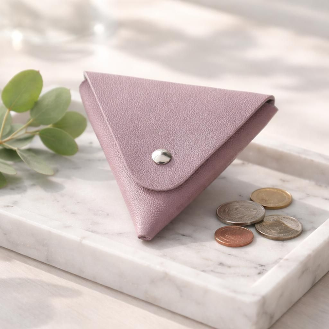 ✨️ PROMO ✨️ Porte-monnaie en cuir triangle - Rose