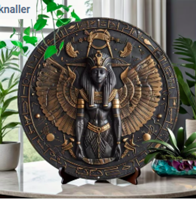 Wanddecoratie metalen bord Egyptische Farao (20cm diameter)