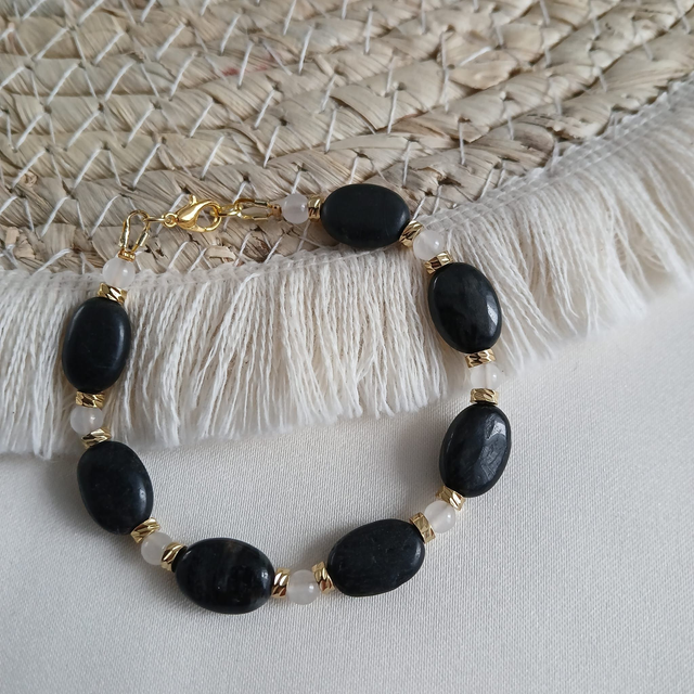 Dames armband Adelaarsoog en Rozenkwarts (1.151)