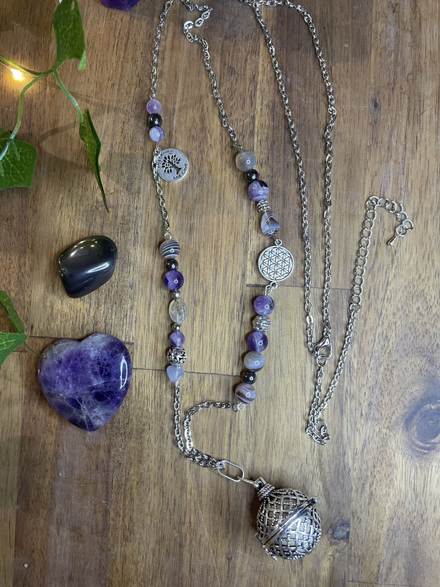 ☘️🌹☘️Bola de grossesse en Améthyste, Hématite et Agate botswana 