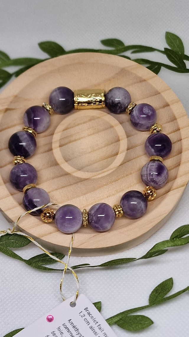 Bracelet Améthyste chevron XL en 1,2 cm 