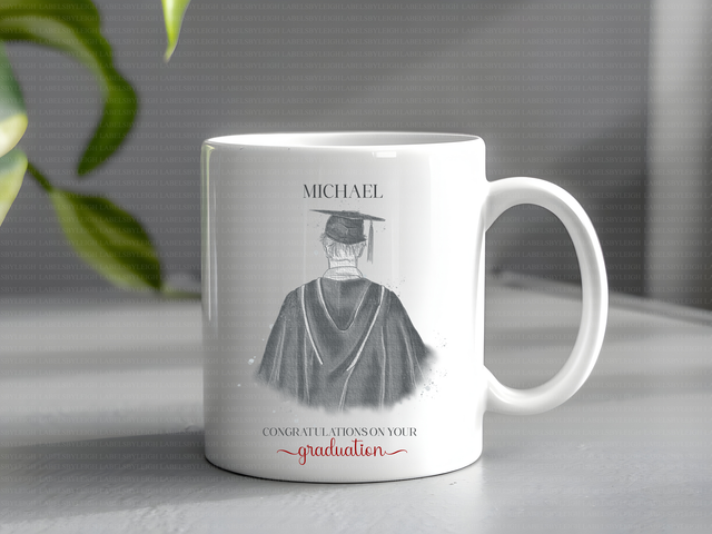 Personalised male graduation mug