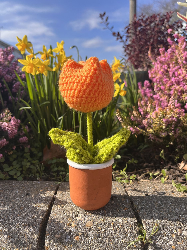 Crochet Tulip (Bright Orange)