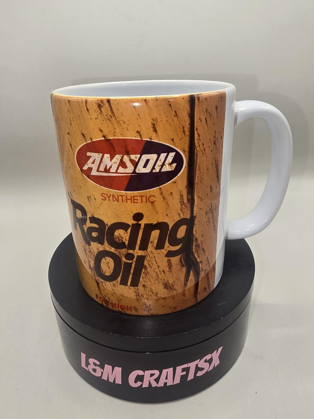 AMSOIL Racing Oil Mug – Retro Garage Coffee Cup