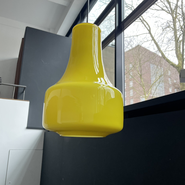 Yellow pendant mid-century glass 