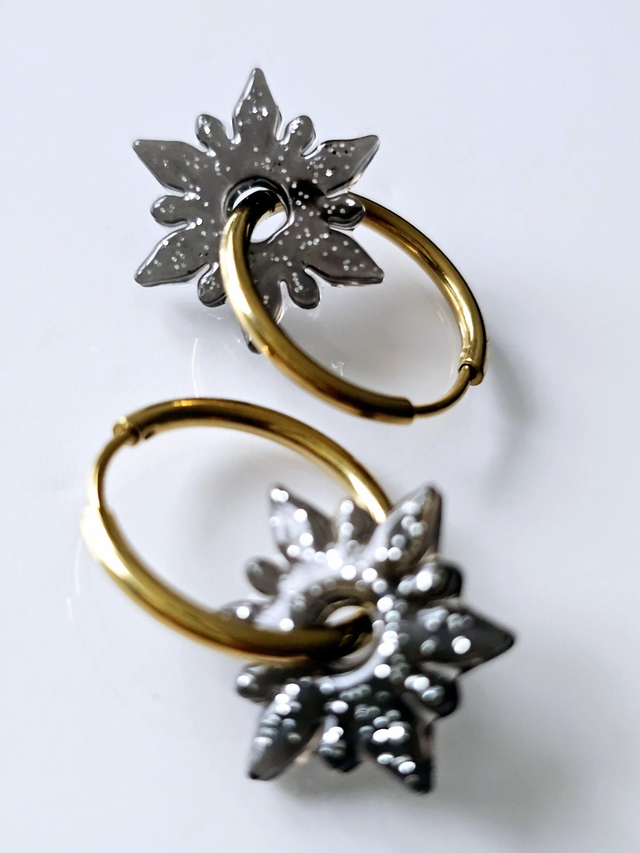 CREOLES PAMPILLES LULU NOIRES PAILLETTES ARGENT