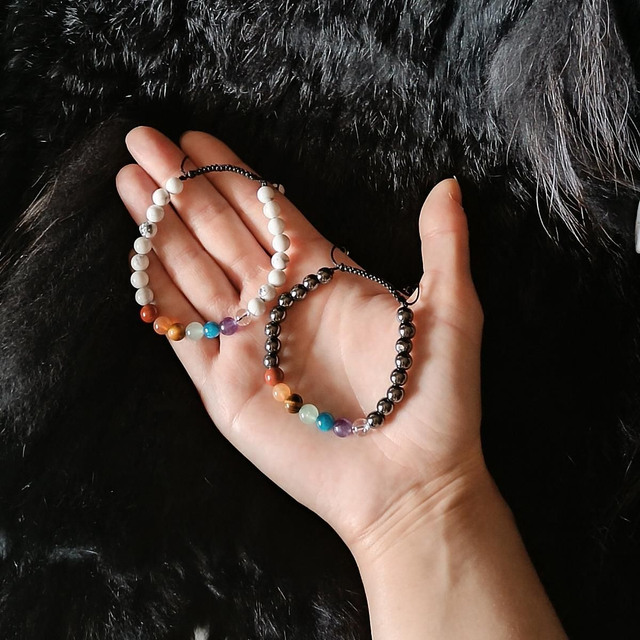 Bracelet 7 chakras Hématite 06 mm