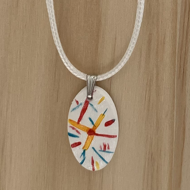 Hand Painted Air Dry Clay Pendant