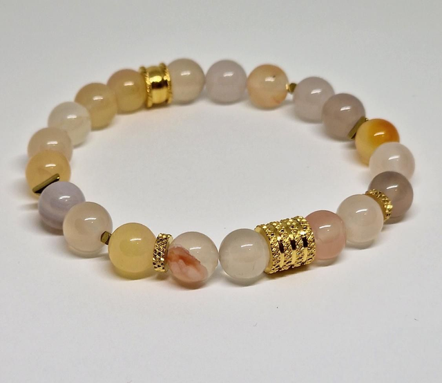 Bracelet Agate fleur de cerisier en 0,8 cm 