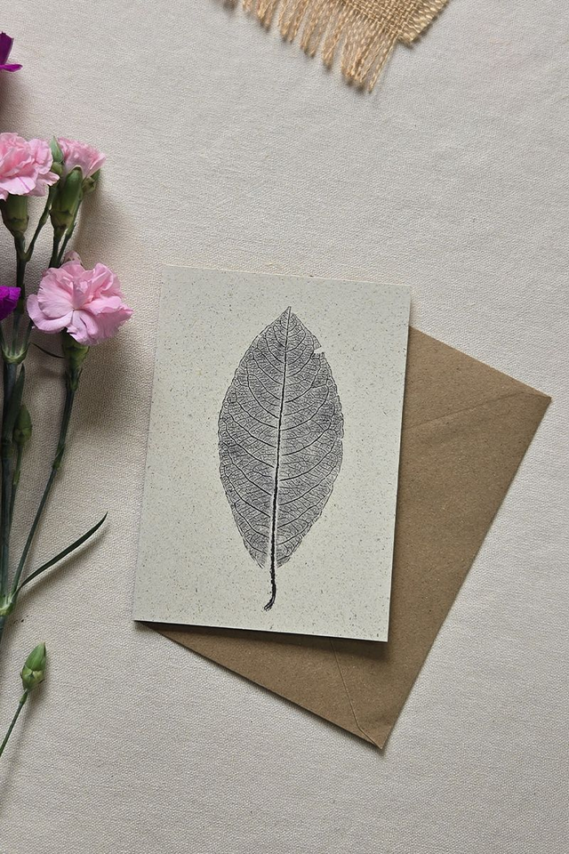 Carte postal monotype - Feuille de saule de bab 