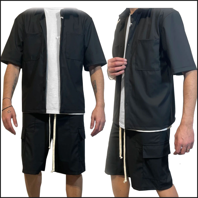 ChRoy Coordinato Set Cargo camicia e tasconi black