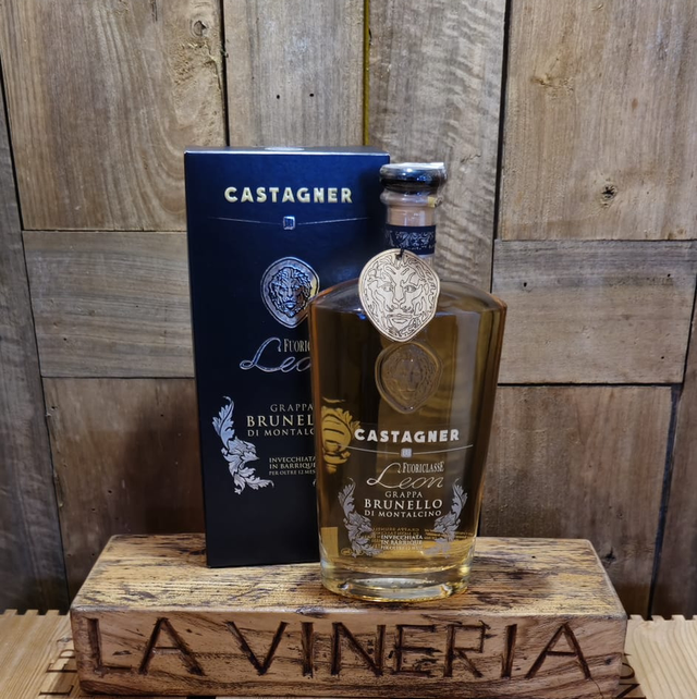 Grappa “Fuoriclasse Leon Brunello” 12 Mesi – Castagner Vol. 38% cl75