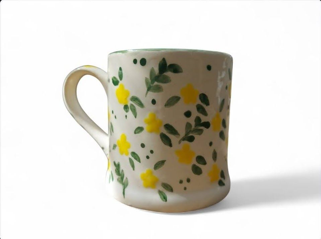 Floral Yellow Ceramic Mug